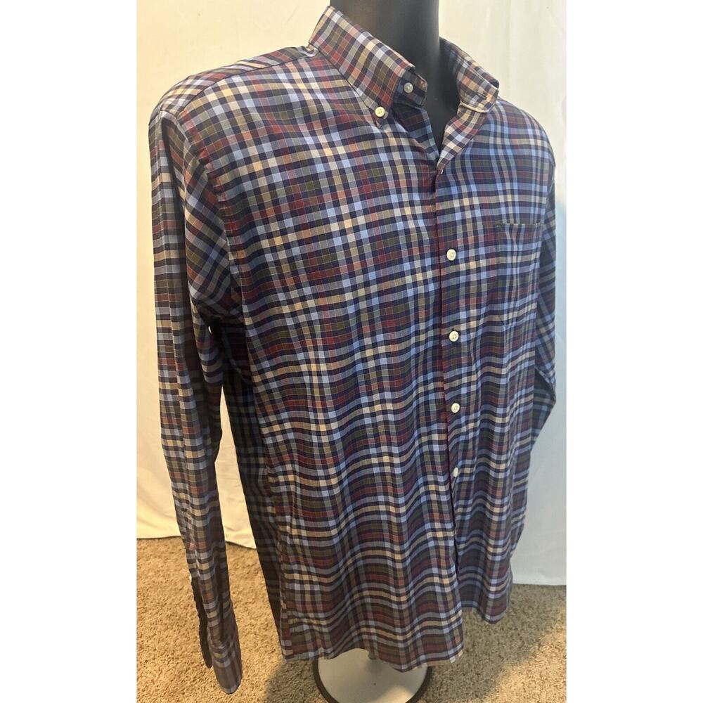 Peter Millar Med New Long Sleeve Dress Shirt Medium Multicolored Plaid